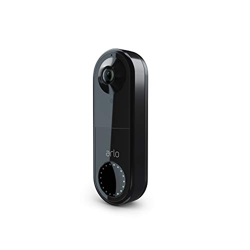 Arlo Essential Wired Video Doorbell - HD Video, 180° View, Night Vision, 2 Way Audio, Direct to Wi-Fi No Hub Needed, Easy Installation (existing doorbell wiring required), Black - AVD1001B